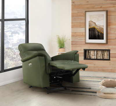 Mazin Furniture Power Glider Leather Match Recliner in Green - M-9620PGRN-1G