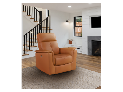 Mazin Furniture Power Glider Leather Match Recliner in Orange - M-9620PRNG-1G