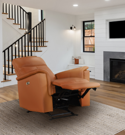 Mazin Furniture Power Glider Leather Match Recliner in Orange - M-9620PRNG-1G