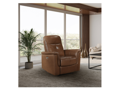 Mazin Furniture Power Glider Leather Match Recliner in Brown - M-9620PBRW-1G