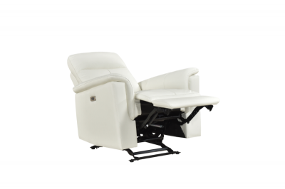 Mazin Furniture Power Glider Leather Match Recliner in White - M-9620PWHT-1G