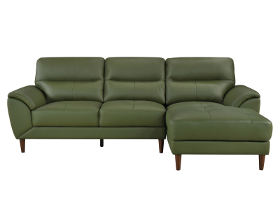 Mazin Furniture Ryan Leather Match 2PC RHF Sofa Chaise in Green - M-9530GN-K