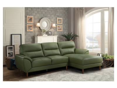 Mazin Furniture Ryan Leather Match 2PC RHF Sofa Chaise in Green - M-9530GN-K