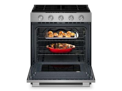 30" KitchenAid 5.0 Cu. Ft. Smart Slide-in Gas Range with Convection Cooking Modes - KSGS330SPS