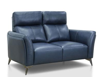 Louise Leather Loveseat in Navy - LOUISE-LOVE
