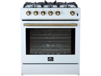 30" Forno Leonardo Espresso White Gas Range 5 cu.ft. Convection Oven - FFSGS1116-30WHT