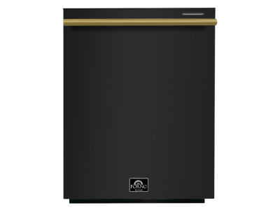 24” Forno Pozzo Dishwasher Black With additional Antique Brass handles - FDWBI8067-24BLK