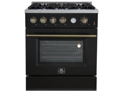 30" Forno Marco 4 Burners 4.32 cu.ft. Convection Oven Gas Range  - FFSGS6277-30BLK