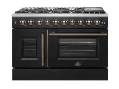 48" Forno Galiano Freestanding French Door Gas Range in Black - FFSGS6444-48BLK