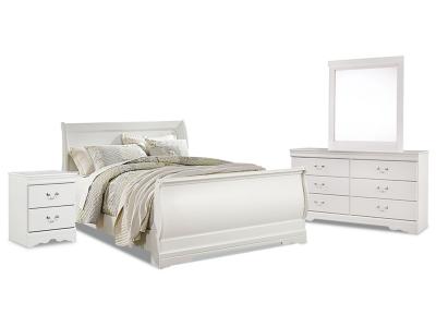 Signature Design by Ashley Anarasia Queen Sleigh Bed, Dresser, Mirror and Nightstand - B129B9