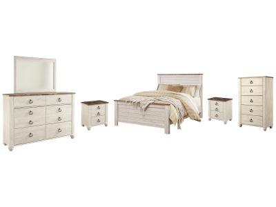 Signature Design by Ashley Willowton Queen Panel Bed, Dresser, Mirror, Chest and 2 Nightstands - B267B34