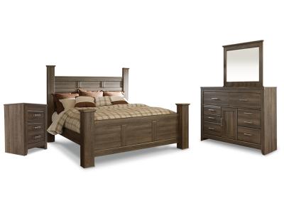 Signature Design by Ashley Juararo King Poster Bed, Dresser, Mirror and Nightstand - B251B24