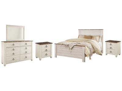 Signature Design by Ashley Willowton Queen Panel Bed, Dresser, Mirror and 2 Nightstands - B267B35