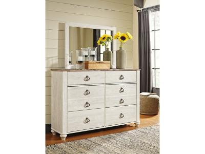 Signature Design by Ashley Willowton Queen Panel Bed, Dresser, Mirror and 2 Nightstands - B267B35