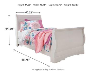 Signature Design by Ashley Anarasia Twin Sleigh Bed, Dresser, Mirror and Nightstand - B129B10