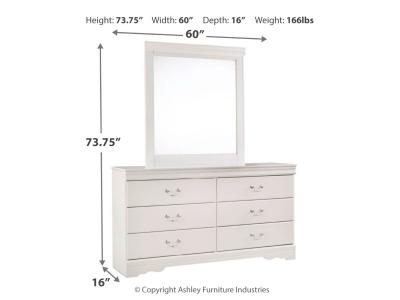 Signature Design by Ashley Anarasia Twin Sleigh Bed, Dresser, Mirror and Nightstand - B129B10
