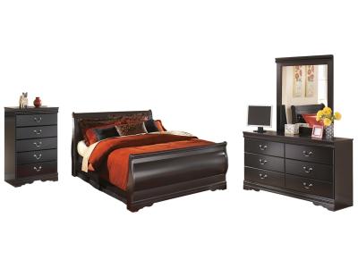 Signature Design by Ashley Huey Vineyard Queen Sleigh Bed with Dresser, Mirror and Chest of Drawers - B128B23