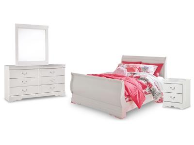 Signature Design by Ashley Anarasia Full Sleigh Bed with Dresser, Mirror and Nightstand - B129B13
