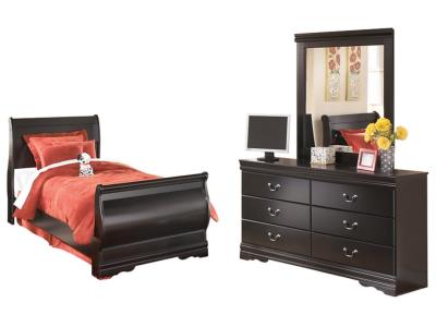 Signature Design by Ashley Huey Vineyard Twin Sleigh Bed with Dresser and Mirror - B128B7