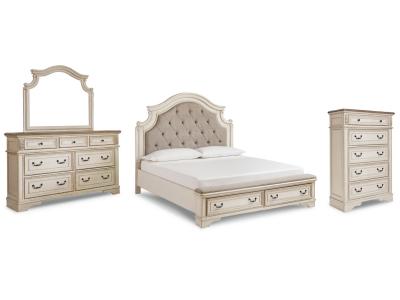 Signature Design by Ashley Realyn California King Upholstered Bed, Dresser, Mirror and Chest - B743B25