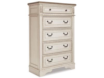 Signature Design by Ashley Realyn California King Upholstered Bed, Dresser, Mirror and Chest - B743B25