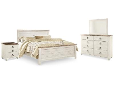 Signature Design by Ashley Willowton King Panel Bed, Dresser, Mirror, and Nightstand - B267B38