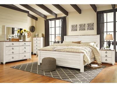 Signature Design by Ashley Willowton King Panel Bed, Dresser, Mirror, and Nightstand - B267B38