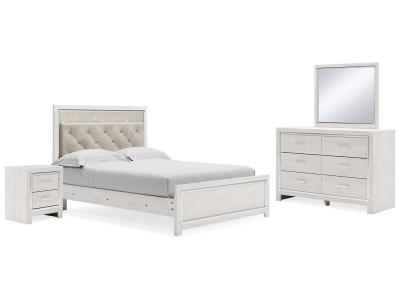 Signature Design by Ashley Altyra Queen Upholstered Panel Bed, Dresser, Mirror, and Nightstand - B2640B33