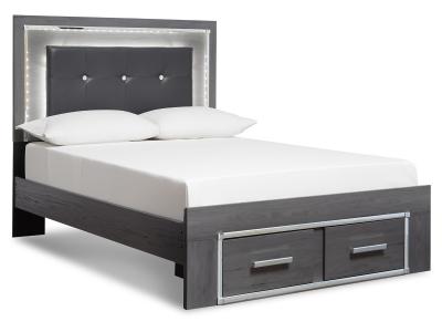 Signature Design by Ashley Lodanna Full Upholstered Panel Storage Bed, Dresser, Mirror, and Nightstand - B214B23