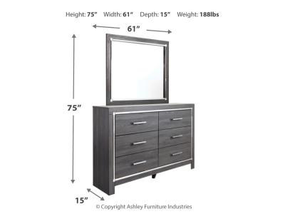 Signature Design by Ashley Lodanna Full Upholstered Panel Storage Bed, Dresser, Mirror, and Nightstand - B214B23