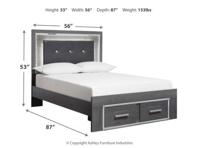 Signature Design by Ashley Lodanna Full Upholstered Panel Storage Bed, Dresser, Mirror, and Nightstand - B214B23