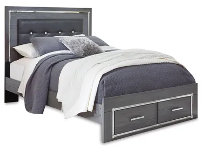 Signature Design by Ashley Lodanna Queen Upholstered Panel Storage Bed, Dresser, Mirror, and Nightstand - B214B20