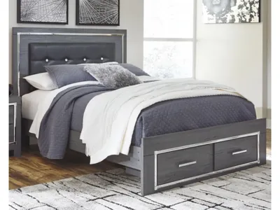 Signature Design by Ashley Lodanna Queen Upholstered Panel Storage Bed, Dresser, Mirror, and Nightstand - B214B20