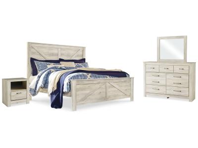 Signature Design by Ashley Bellaby King Crossbuck Panel Bed, Dresser, Mirror, and Nightstand - B331B15