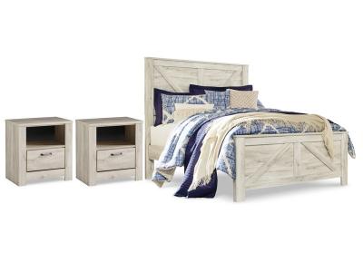 Signature Design by Ashley Bellaby Queen Crossbuck Panel Bed and 2 Nightstands - B331B16
