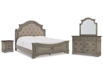Signature Design by Ashley Lodenbay King Upholstered Panel Bed, Dresser, Mirror, and Nightstand - B751B8