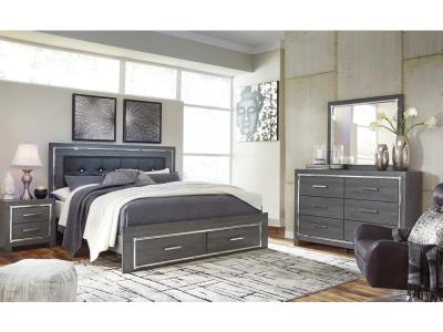 Signature Design by Ashley Lodanna King Upholstered Storage Bed, Dresser, Mirror, Chest, and Nightstand - B214B25
