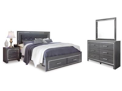 Signature Design by Ashley Lodanna King Upholstered Storage Bed, Dresser, Mirror, and Nightstand - B214B24