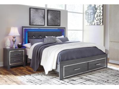 Signature Design by Ashley Lodanna King Upholstered Storage Bed, Dresser, Mirror, and Nightstand - B214B24