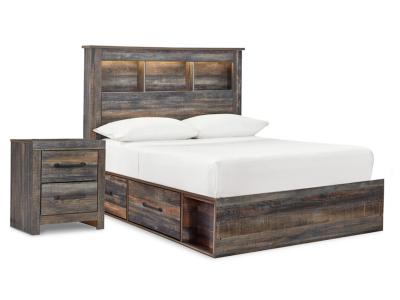 Signature Design by Ashley Drystan Full Bookcase Bed with 2 Sided Storage and Nightstand - B211B61
