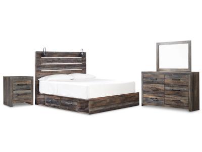 Signature Design by Ashley Drystan King Panel Bed with Under Bed Storage, Dresser, Mirror and Nightstand - B211B62