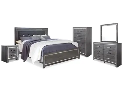 Signature Design by Ashley Lodanna King Upholstered Panel Bed, Dresser, Mirror, Chest and Nightstand - B214B26