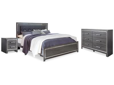 Signature Design by Ashley Lodanna King Upholstered Panel Bed, Dresser and Nightstand - B214B27